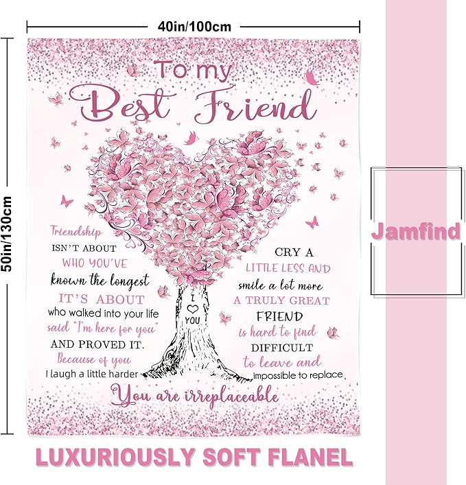 Best Friend Birthday Gifts for Women, Gifts for Best Friend Woman, Bestie BFF Soul Sister Graduation Gift Ideas for Women Blanket 40"x 50", Friendship Unique Gifts