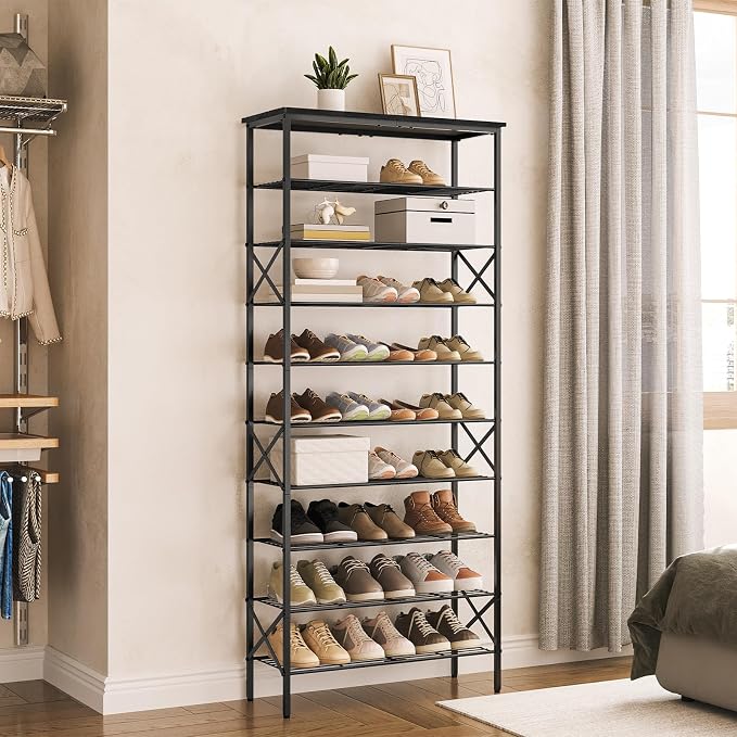 YATINEY 10 Tier Shoe Rack, Large Capacity Shoe Storage Organizer Holds 40 Pairs, Sturdy and Stable, for Entryway, Hallway, Closet, Dorm Room, Charcoal SS10BCG1 - Image 2