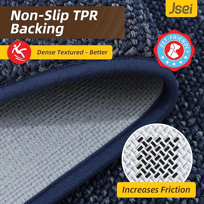 JSEI Dirt Trapper Door Mat 36"x60" Non-Slip Washable Entrance Mat, Dog Doormats, Absorbent & Fade-Resistant Floor Mats, Low Profile Welcome Mats for Entryway, Front Door, and Inside Entrance, Blue - Image 6