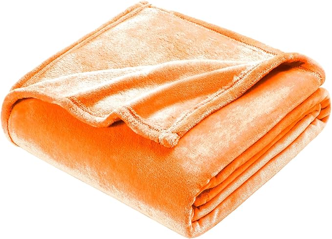 DREAMNINE Super Large Soft Fall Fluffy Fleece Bed Blanket King Size 90" x 108", Luxury Decorative Fuzzy Halloween Blanket for Bedroom,Big Cozy Shaggy Warm Flannel Blankets for Winter Autumn Pet,Orange