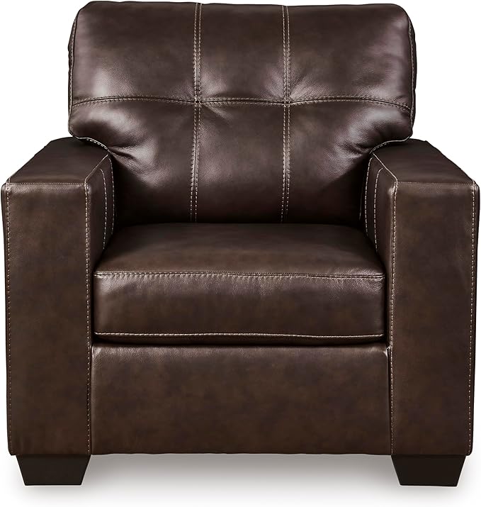 Signature Design by Ashley Santorine Classic Tufted Leather Match Chair, Dark Brown