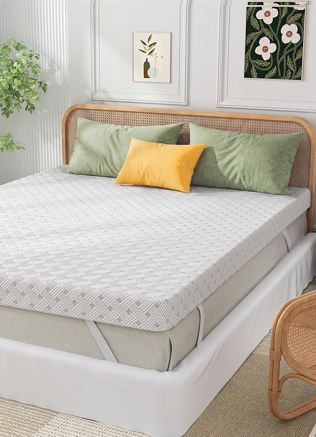 Queen Mattress Topper,Gel Memory Foam Mattress Topper 3 inch Queen Size Bed Topper,High Density Mattress Pad,Bamboo Rayon Soft Cover Removable,Non-Slip & Zipper,Elastic Straps Fits 6"-21"