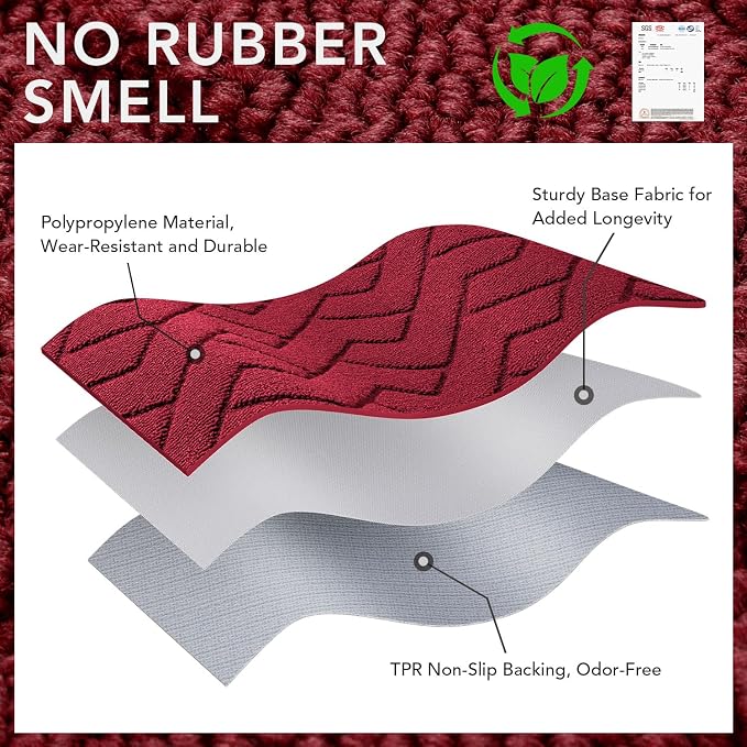 hicorfe Front Door Mat Outside Entrance,24"x35" Absorbent Muddy Dirt Resist Welcome Door Mats Outdoor Indoor,Stain and Fade Resistant,Non Slip Backing Entry Mat Doormat for Entryway (Red) - Image 7