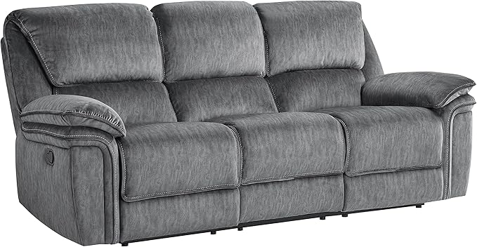 Lexicon Braddock Wall-Hugger Manual Double Reclining Sofa, Gray