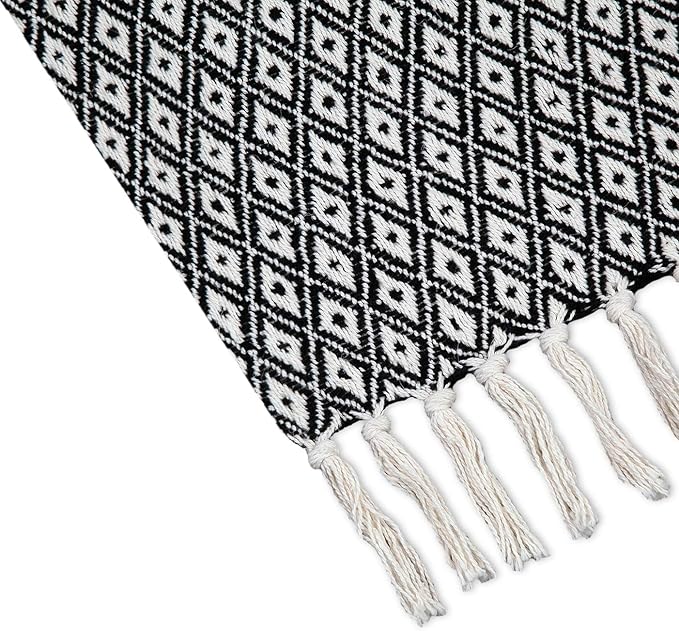 Americanflat 50x60 Throw Blanket - Soft and Breathable Cotton Throw Blanket for Couch, Bed, Chair - Decorative Blankets Perfect for Home, Office, or Outdoor Use - Black and Cream Mini Diamond Design