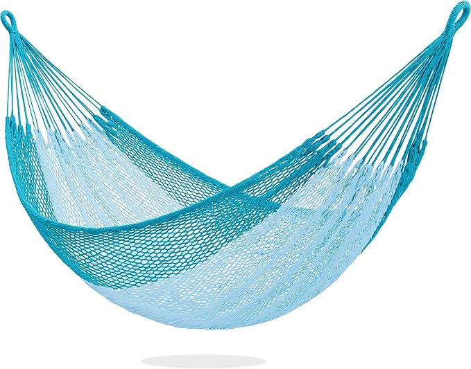 PNAEUT Handwoven Mayan Hammock, Thick Soft Rope Double Hammock for Outdoor Outside & Indoor, 600 lbs Capacity Heavy-Duty, Includes Tree Straps, Carabiners & Carrying Bag (Pine Lake, X-Large) by PNAEUT