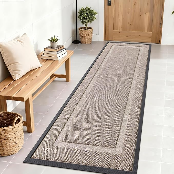 OLANLY Front Door Mat Indoor Outdoor Entrance, Waterproof All-Season, All-Weather Doormat, Sturdy Natural Rubber, Low Profile, Easy Clean Patio Porch Entryway Mat, 71x23, Camel by OLANLY