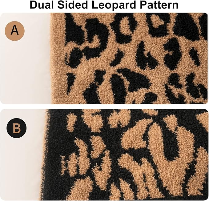 MH MYLUNE HOME Ultra Soft Leopard Throw Blanket (50x60 inches) Microfiber Blankets Plush Warm Reversible Cheetah Blanket Leopard Pattern Throw for Couch Bed Sofa - Brown, 50"x60"