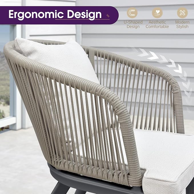 PURPLE LEAF 16 Pieces Patio Dining Set Wicker Outdoor Furniture Rectangular Table and Chairs Set for Garden Deck Aluminum Frame Backyard Kitchen Set, Cushions and Pillows Included Taupe - Image 3