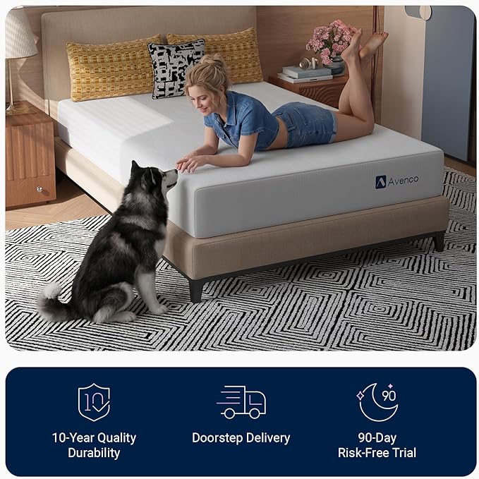 Avenco 8 Inch Twin Gel Memory Foam Mattress, Open-Cell Breathable Foam for Cooling Night Sleep, Removable Washable Cover, CertiPUR-US Certified Twin Size Mattresses in a Box