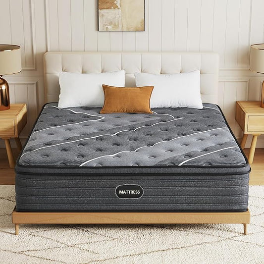 Queen Mattress 12 Inch, Queen Mattress in a Box, Medium Firm,Individually Pocketed Springs, Pressure Relief, Motion Isolation