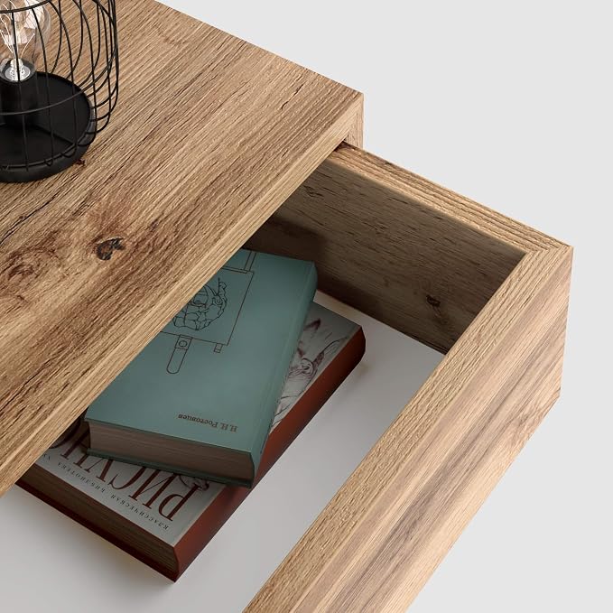 Mobili Fiver, Riccardo Floating nightstand, Rustic Oak, 17.7" x 9.8" x 6.1 ", Melamine-Finished, Modern Bedside Table, End Table, Italian Furniture - Image 4
