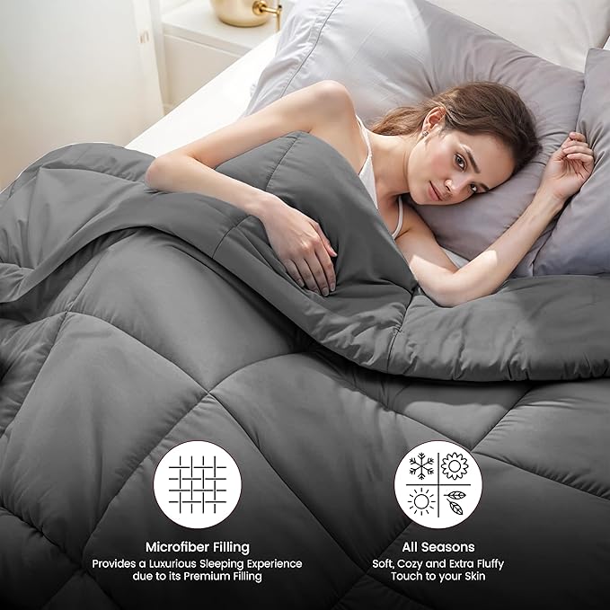 LUX Décor Twin Comforter – 92x68 Ultra-Soft Down Alternative Duvet Insert with Corner Tabs & Box Stitching, Hotel Quality Plush Microfiber Bedding, Oeko-TEX Certified - White