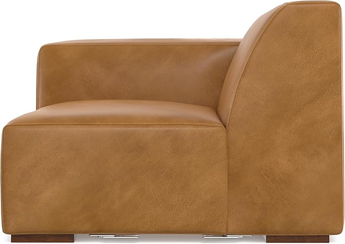 SIMPLIHOME Rex Left-Arm Sofa Module in Full-Grain Genuine Leather, Sienna, 44-inches Wide, Handcrafted Modern-Style Left-Arm Accent Chair for Living Room and Family Room