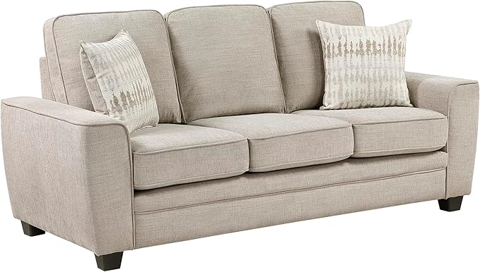 Lexicon Chenille Fabric Upholstered Sofa with 2 Pillows, with Track Arms, Reversible Back and Seat Cushions, Removable Cushion Covers, Comfy Couch for Living Room/Office/Waiting Room, Taupe