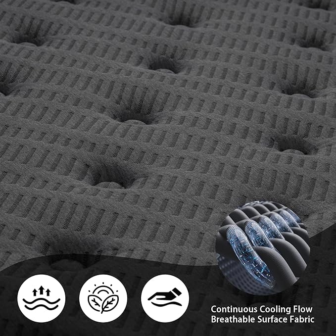 12″ Queen Hybrid Mattress – Balanced Support & Comfort, Cooling Breathable Foam + Pocket Coils, Motion Isolation, Reinforced Edges, CertiPUR-US, Fiberglass-Free, Mattress in a Box
