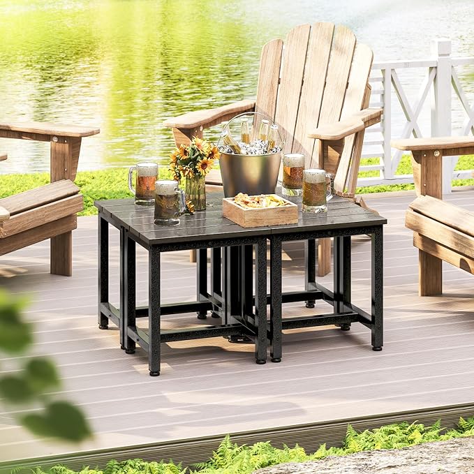 ODK Outdoor Side Tables Set of 2, Adirondack Patio End Table with Weather-Resistant Waterproof Top for Hot Tub Garden, Balcony, Poolside, 2PCS, Grey - Image 5