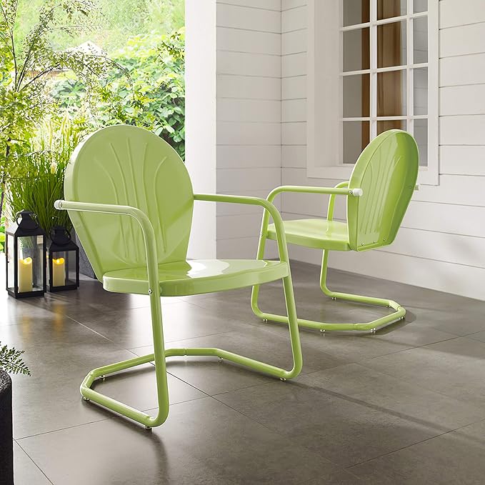 Crosley Furniture Griffith Outdoor Chair, Retro Metal Patio Chairs for Dining, Porch, Deck, Balcony, Key Lime - Image 17