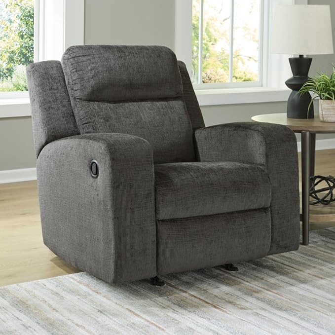 Signature Design by Ashley Kanlow Casual Manual Rocker Recliner with Track Arms, Gray