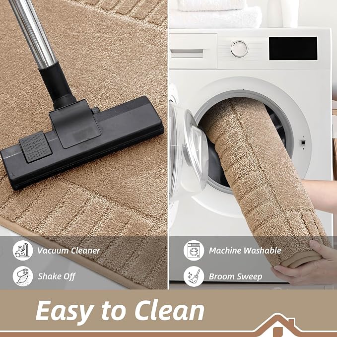 BEQHAUSE Door-Mat-Non-Slip Front Door Mat Washable Low-Profile Entrance Rugs for Front Door Entry Dirt Trapper Door Mats Absorbent Welcome Mats,20"x32",Taupe - Image 7