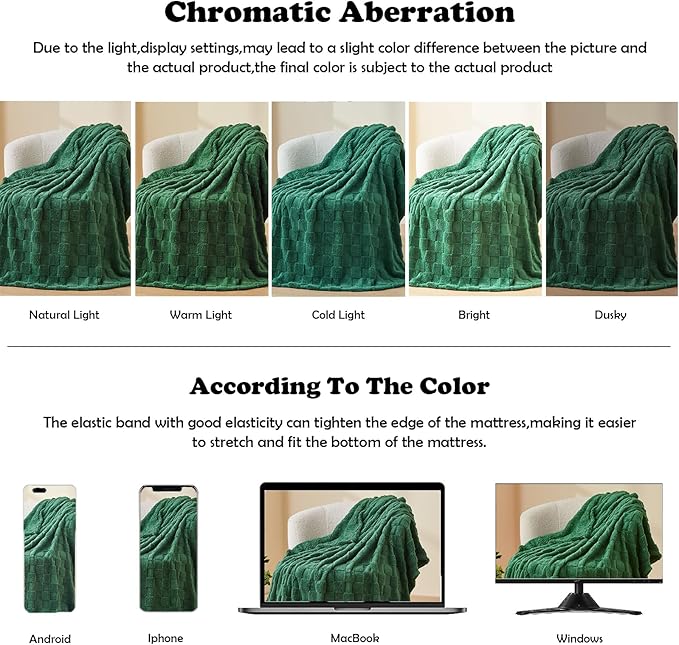 NEWCOSPLAY Super Soft Queen Blanket Dark Green Premium Silky Flannel Fleece 3D Checkered Lightweight Bed Blanket All Season Use (Dark Green Checkered, Queen(90"x90"))