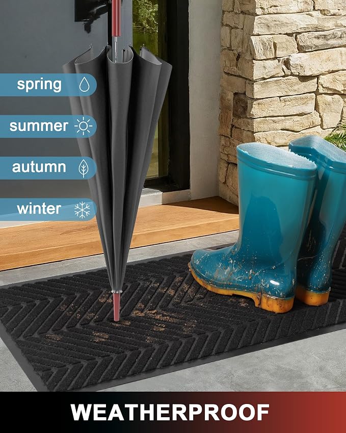 Front Door Mat Indoor Outdoor Entrance, 4' x 8' Heavy Duty Doormat for Entryway, Absorbent Low Profile Welcome Mats Non-Slip, Trap Dirt Durable Mats for Home, Patio, Garage - Image 3