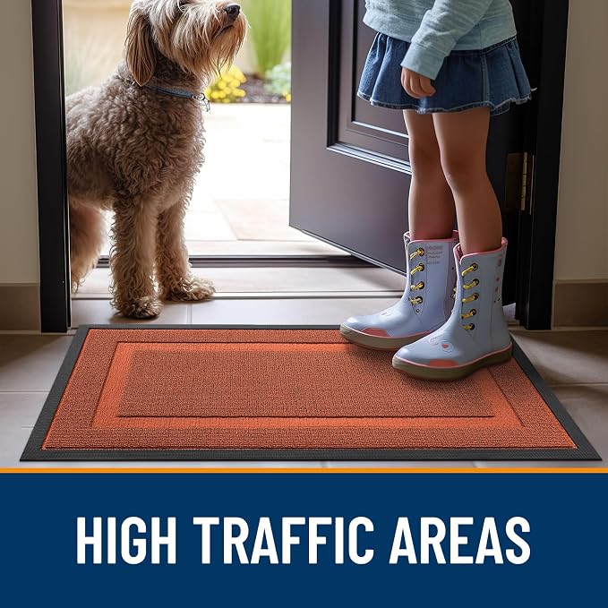 OLANLY Front Door Mat Indoor Outdoor Entrance, Waterproof All-Season, All-Weather Doormat, Sturdy Natural Rubber, Low Profile, Easy Clean Patio Porch Entryway Mat, 47x23, Vermillion Red - Image 7