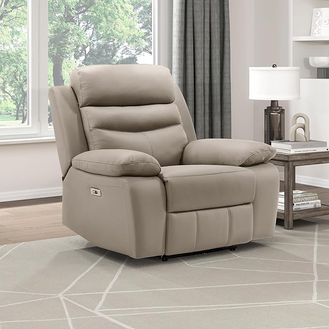 Lexicon Recliner Chair Living Room Leather Match Reclining Sofa Chair, Home Theater Seating, Wall Hugger Recliner, Power Recliner Sofa Chair for Living Room/Office/Apartment, Latte