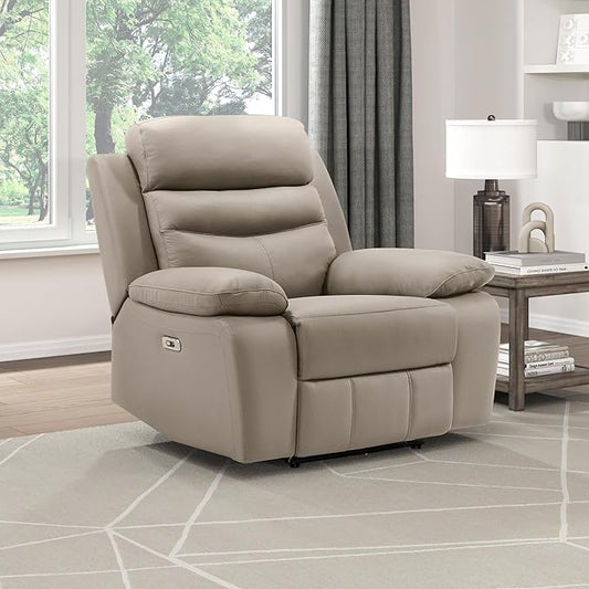 Lexicon Recliner Chair Living Room Leather Match Reclining Sofa Chair, Home Theater Seating, Wall Hugger Recliner, Power Recliner Sofa Chair for Living Room/Office/Apartment, Latte
