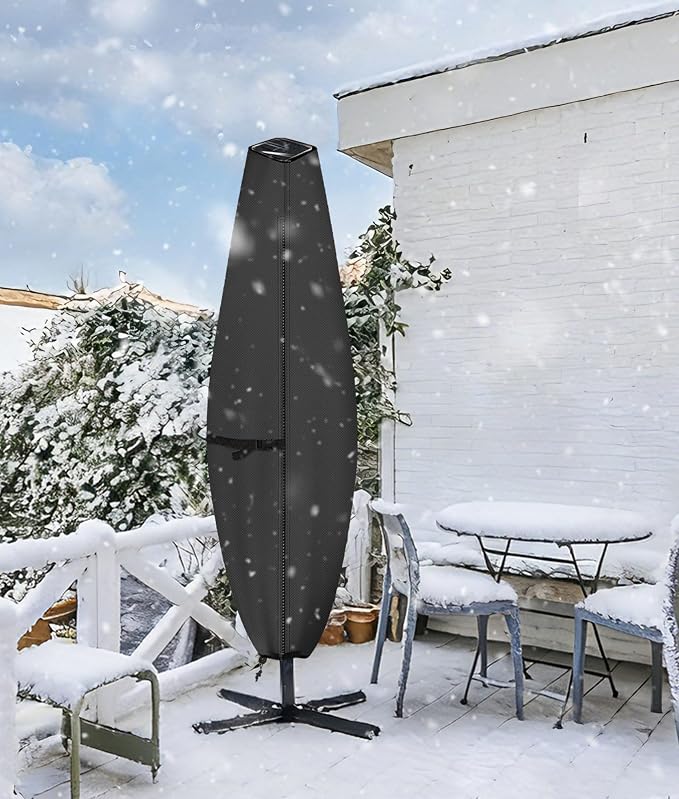 ULTCOVER Patio Parasol 600D Waterproof Clear Top Outdoor Umbrella Cover - Fits Solar Umbrella 8-11 Feet, Black - Image 7