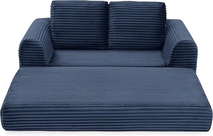 Foldable Boneless Love Seat Couches in a Box, Modern Floor Foam Sleeper Sofa Bed 2-in-1 Convertible Cloud Sofa for Home Apartments Bedroom