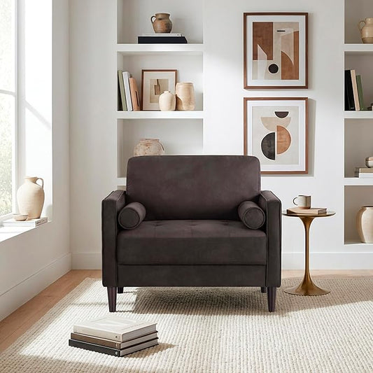 Studio Living® Lexington 39.4" Arm Chair, Mid-Century Modern, Pocket Coil Comfort, Easy Assembly, Woven Fabric, Navy Blue