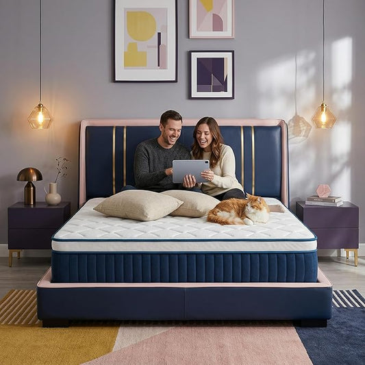 Full Size Mattress - 14 Inch Full Mattress- Hybrid Memory Foam Mattress,Pressure Relief, Cooling Breathable Cover, CertiPUR-US Certified, Bed-in-a-Box