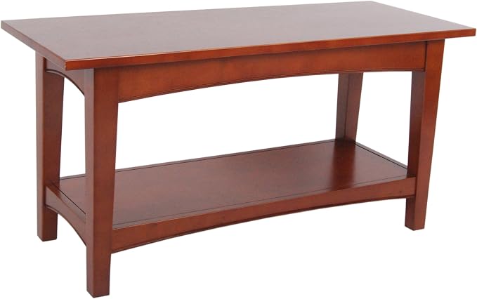 Shaker Cottage Bench in Cherry – Entryway Furniture, Shoes Shelf, Coffee Table, Long Lasting Durability, Easy Assembly, Transitional, Cottage Styling by AlaterreFurniture