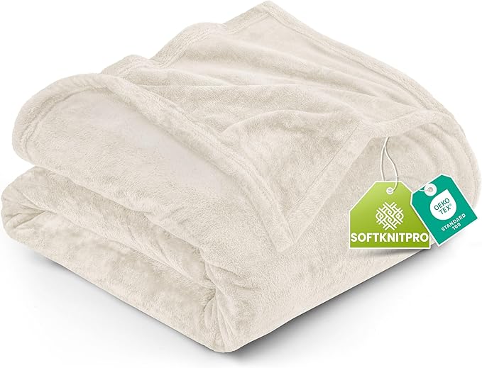Utopia Bedding Fleece Blanket Queen Size Linen (90x90 Inches) Ultra Soft Warm Lightweight Microfiber Breathable Anti-Static Cozy Bed Blanket, All-Season Home Decor Gift for Men & Women