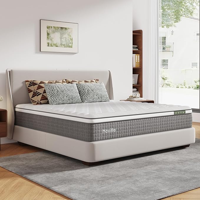 Novilla 10 Inch Full Mattress,Hybrid Mattress Full Size with Pocketed Coils & Gel Memory Foam,Cool-Touch Nylon Cover for Contour Support & Spinal Alignment Mattresses in a Box CertiPUR-US Certified