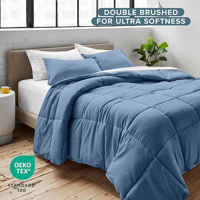 Bare Home Comforter Set - California King Size - Ultra-Soft - Goose Down Alternative - Premium 1800 Series - All Season Warmth (California King, Coronet Blue)