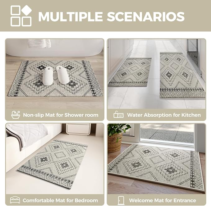 YDKGL Indoor Door Mat 20"x31",Beige Door Mats Indoor Entrance Dirt Resistant & Absorbent, Non-Slip Rubber Backing Front Door Mats,Washable Low-Profile Doormat for Entryway, Inside Home Entrance - Image 8