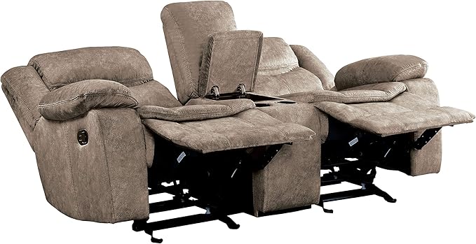 Lexicon Bay Manual Reclining Living Room Sofa Set, 2-Piece, Brown