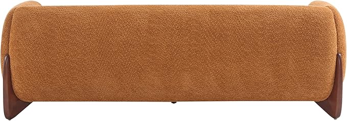 Merax 82 Inch Boucle Sherpa Sofa, Chenille Loveseat with Removable Cushions & Wood Legs, Modern Plush 3-Seater Couch for Living Room, Caramel