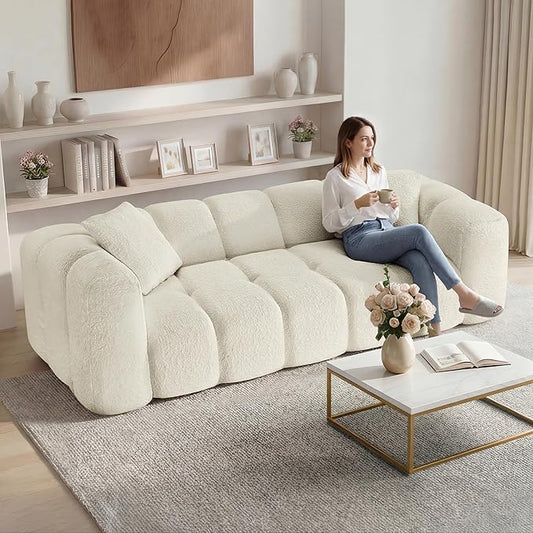 84" Boneless Couch No Assembly Required Loveseat Sofa Modern Deep Seat Cloud Couch Modern Compressed Sofa Oversized Upholstered 3-Seater for Living Room Bedroom