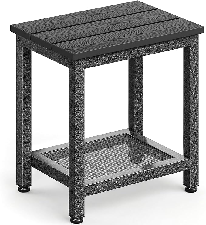 ODK Outdoor Double Side Table, Adirondack Patio End Table with Weather-Resistant Waterproof Top for Hot Tub Garden, Balcony, Poolside, Black by ODK