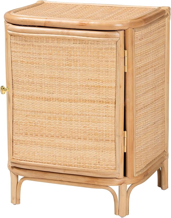 Bali & pari Kiara Bohemian Natural Rattan Nightstand by balipari
