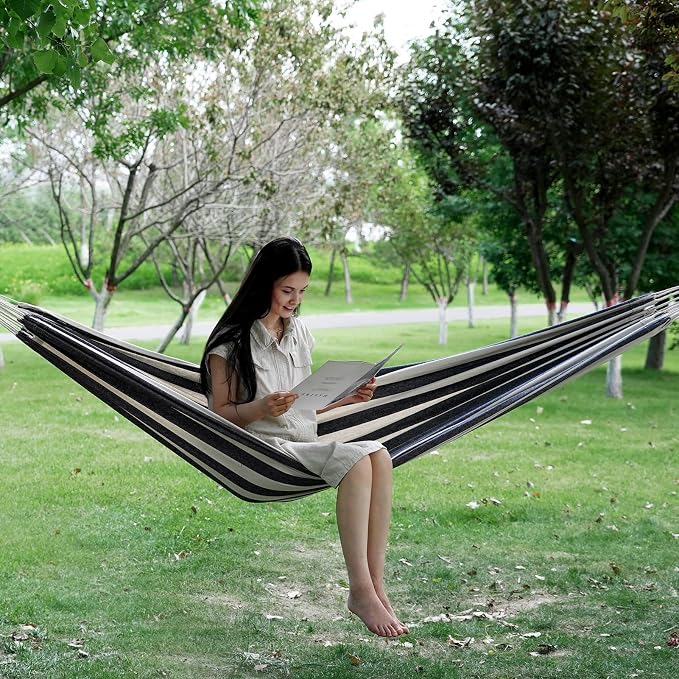 INNO STAGE Brazilian Hammock with Tree Straps - Cotton Hammocks Portable Hammock with Carry Bag for Backyard, Porch, Outdoor and Indoor Use - Image 3