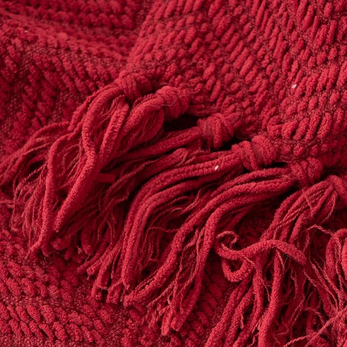BATTILO HOME Christmas Decor Red Throw Blanket for Couch, Knit Throw Blanket for Bed, Super Soft Cozy Warm Red Christmas Blankets for Winter Couch Bed Sofa, 60"x80"