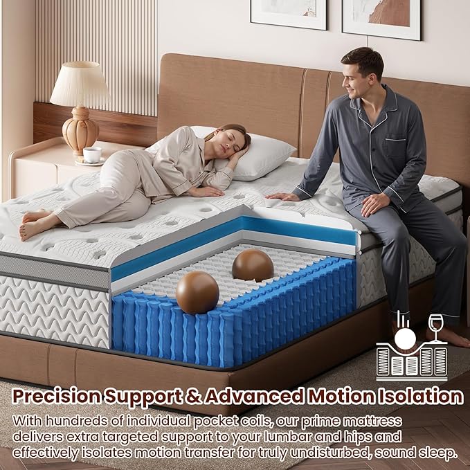 SLEEP100 8 Inch Twin Mattress, Foam & Bonnell Springs Hybrid Mattresses, Fiberglass Free - No Odor - 365 Night Trial