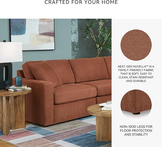 Signature Design by Ashley Casual Modmax Stain Resistant U-Shape Left-Arm Facing 6-Piece Sectional with Chaise and Reversible Cushion, Orange