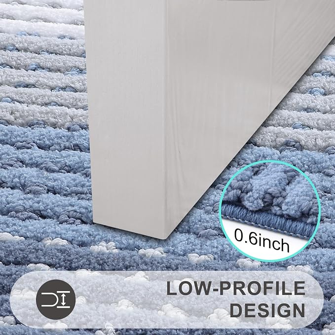 Kitinjoy Indoor Outdoor Door Mat, 32x20 Non-Slip Absorbent Dirt Trapper, Low-Profile Washable Inside Entrance Front Floor Mat, Sturdy Soft Entry Dotted Ombre Doormats for Entryway, Light Blue - Image 4