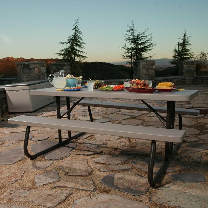 LIFETIME 6‑Foot Folding Picnic Table, Outdoor Portable Bench Seating for 8, UV‑Protected HDPE, Powder‑Coated Steel Frame, Stain‑Resistant, Folds Flat for Storage - Image 5