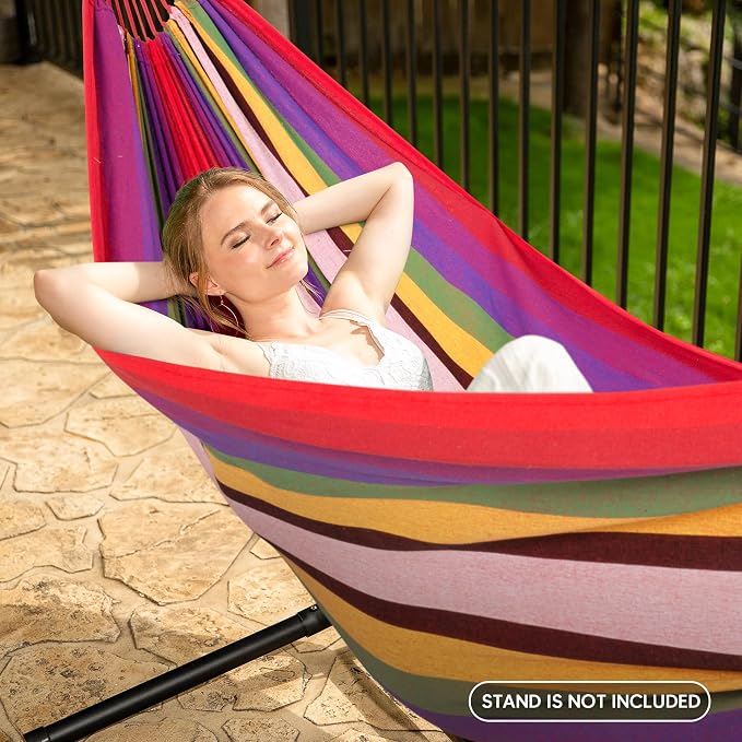 SUNCREAT Hammocks for Outside, Portable Heavy Duty Tree Hammock, Red Stripes - Image 2